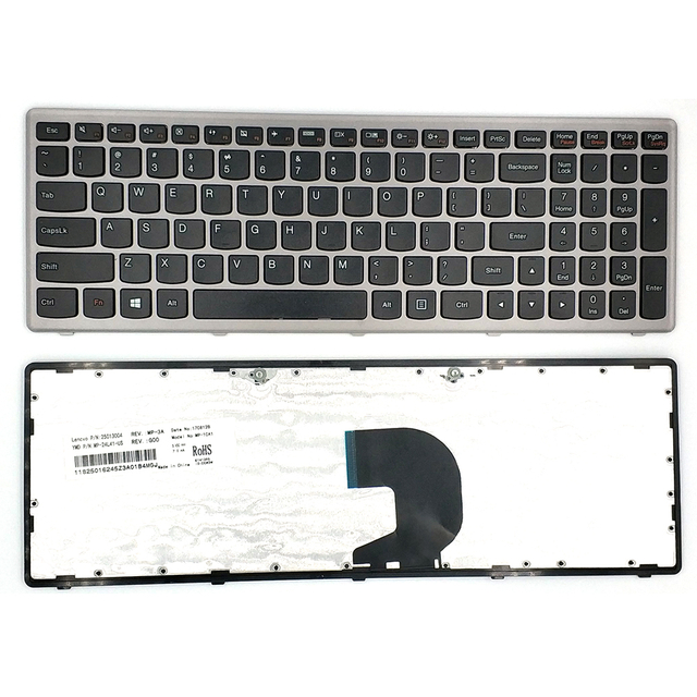 Nuevo teclado de EE. UU. Para Lenovo Ideapad Z500 Teclado de computadora portátil en inglés de EE. UU. Plateado