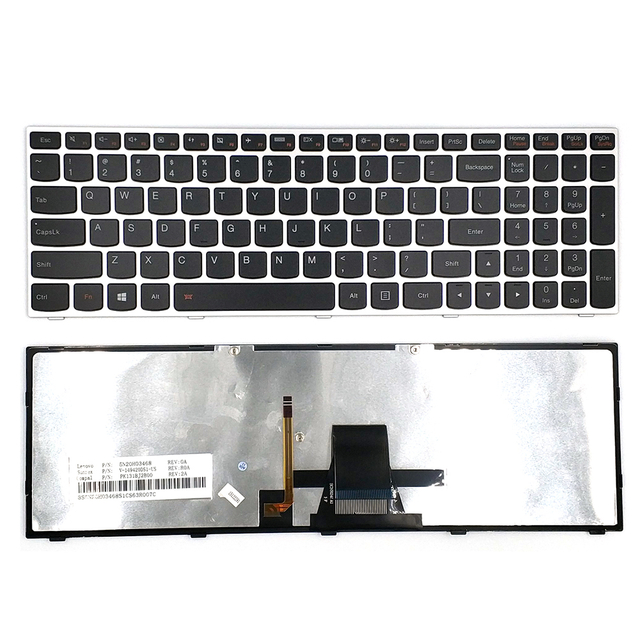Teclado de EE. UU. Para IBM para teclado de computadora portátil Lenovo G50 con Silve con Farme con retroiluminación