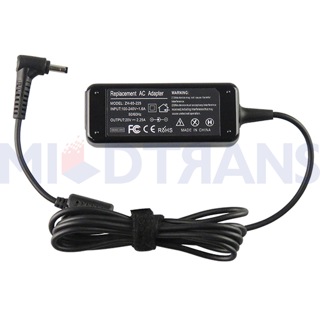 Para Lenovo 20V 2.25A 4.0*1.7 45W Adaptador de laptop